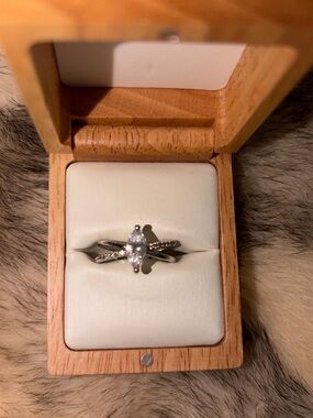 Sterling Silver White Solitaire Engagement Ring cubic zirconia with Pavé Band.